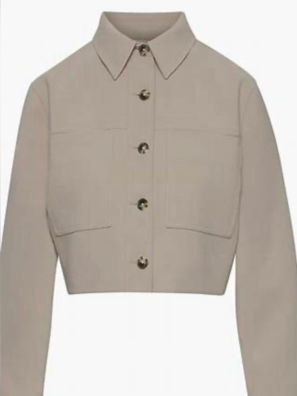 Aritzia Wilfred Cropped Button-Front Jacket in Nomad Taupe company NWT